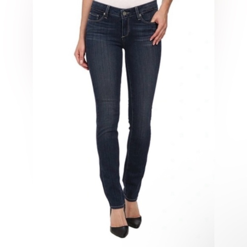 NWT Paige Skyline Skinny Jeans Dark Wash Transcend Mid Rise Stretch Size 25
